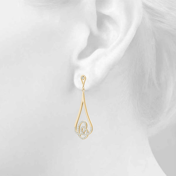0.75ct Teardrop Diamond Drop Earrings in Gold & Platinum