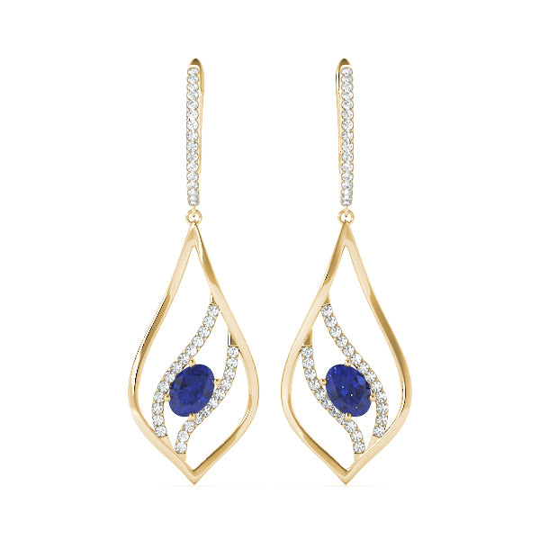 1.25ct Blue Teardrop Diamond Earrings in Gold & Platinum