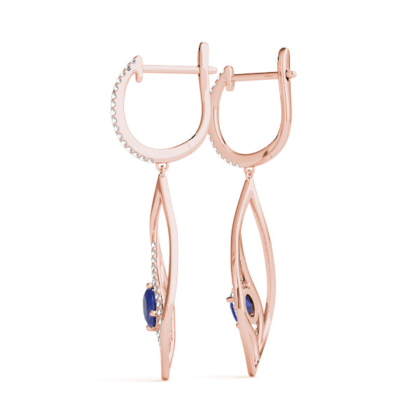 1.25ct Blue Teardrop Diamond Earrings in Gold & Platinum