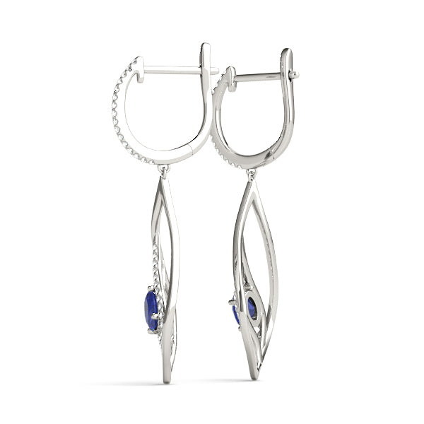 1.25ct Blue Teardrop Diamond Earrings in Gold & Platinum