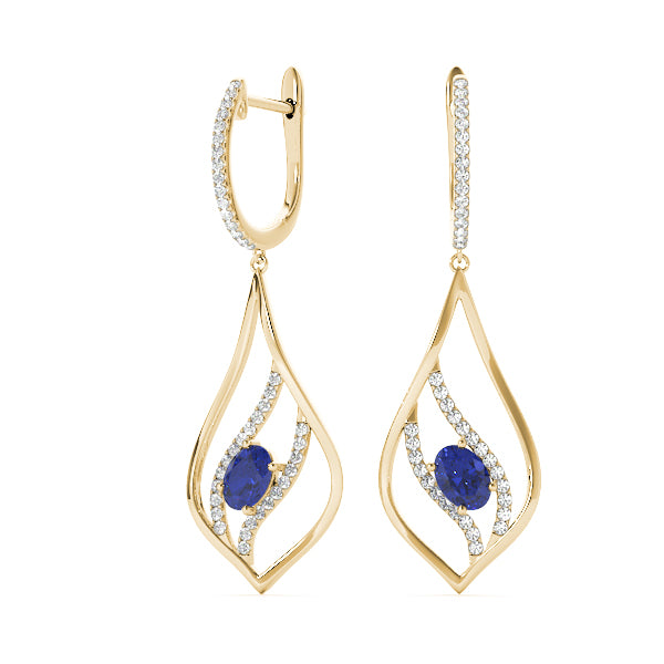 1.25ct Blue Teardrop Diamond Earrings in Gold & Platinum