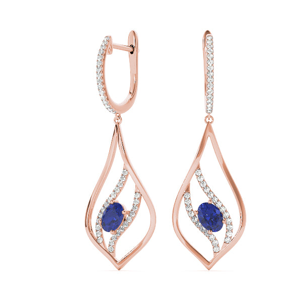 1.25ct Blue Teardrop Diamond Earrings in Gold & Platinum