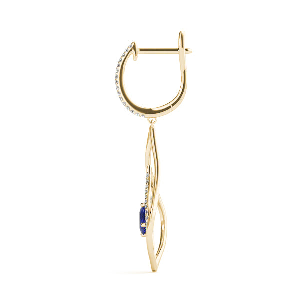 1.25ct Blue Teardrop Diamond Earrings in Gold & Platinum