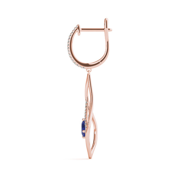 1.25ct Blue Teardrop Diamond Earrings in Gold & Platinum