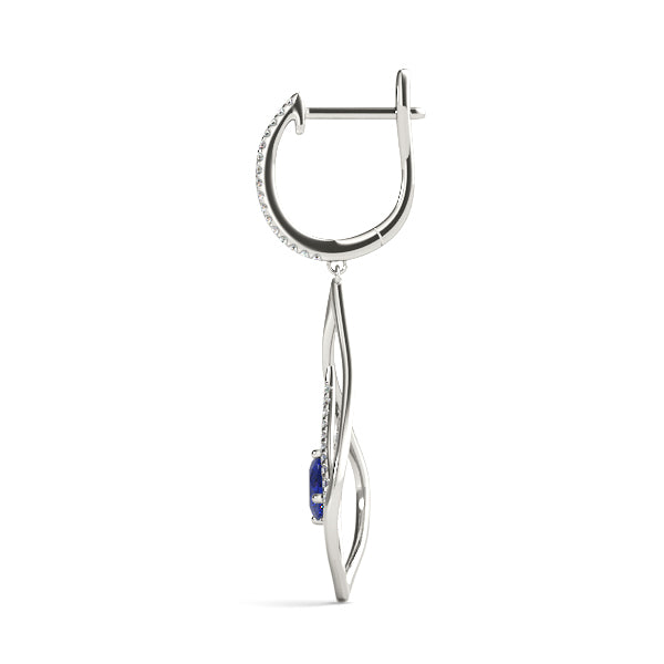 1.25ct Blue Teardrop Diamond Earrings in Gold & Platinum