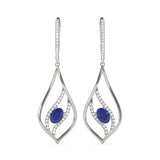 1.25ct Blue Teardrop Diamond Earrings in Gold & Platinum