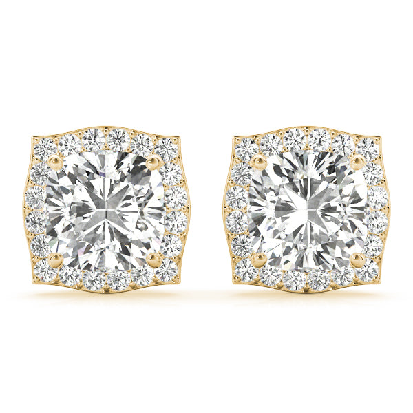 1.75-2.5ct Square Diamond Stud Earrings in Gold & Platinum