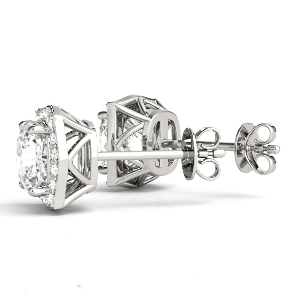 1.75-2.5ct Square Diamond Stud Earrings in Gold & Platinum