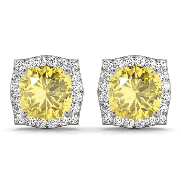 1.75-2.5ct Square Diamond Stud Earrings in Gold & Platinum