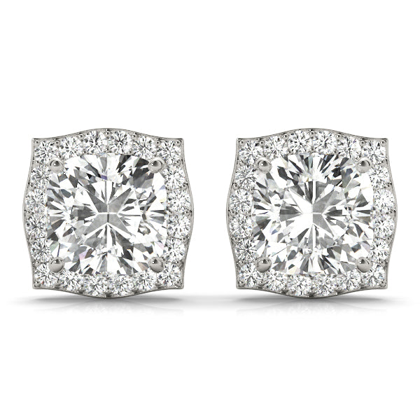 1.75-2.5ct Square Diamond Stud Earrings in Gold & Platinum