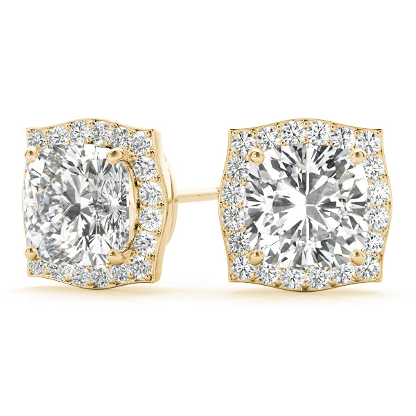 1.75-2.5ct Square Diamond Stud Earrings in Gold & Platinum