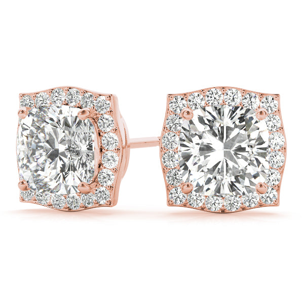 1.75-2.5ct Square Diamond Stud Earrings in Gold & Platinum