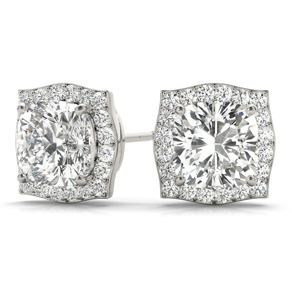 1.75-2.5ct Square Diamond Stud Earrings in Gold & Platinum