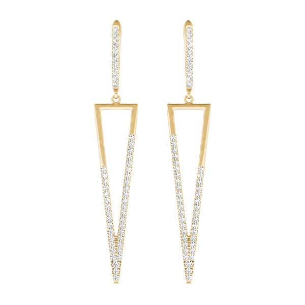 0.5ct Triangle Diamond Drop Earrings in Gold & Platinum