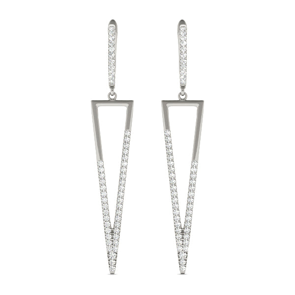 0.5ct Triangle Diamond Drop Earrings in Gold & Platinum