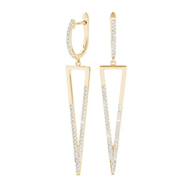 0.5ct Triangle Diamond Drop Earrings in Gold & Platinum