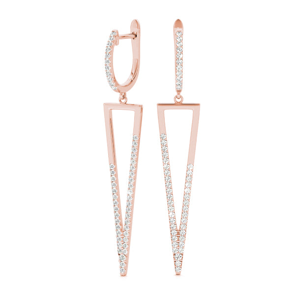 0.5ct Triangle Diamond Drop Earrings in Gold & Platinum