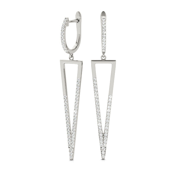 0.5ct Triangle Diamond Drop Earrings in Gold & Platinum