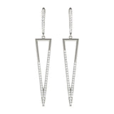 Geometric Diamond Drop Earrings in White Gold | Open Triangle Design