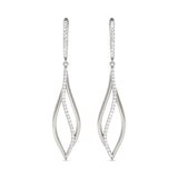 Diamond Open Teardrop Drop Earrings | Pave Dangle Design | Gold & Platinum