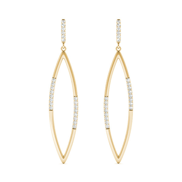 0.2ct Marquise Diamond Drop Earrings in Gold & Platinum