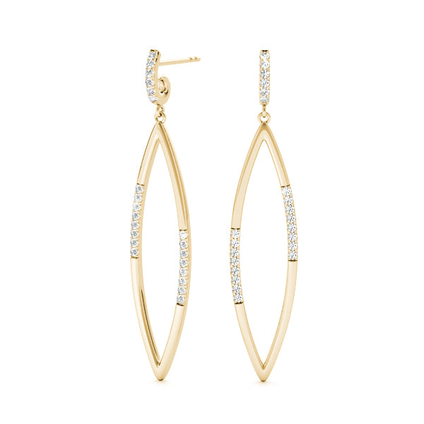 0.2ct Marquise Diamond Drop Earrings in Gold & Platinum