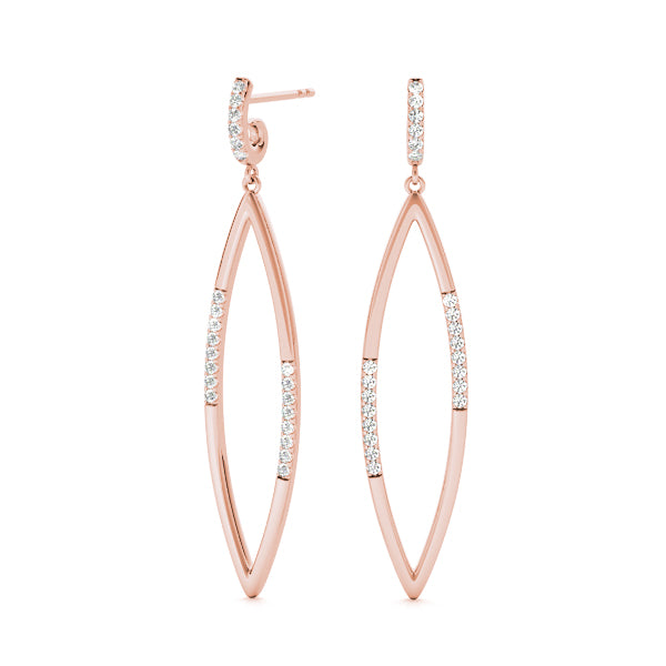 0.2ct Marquise Diamond Drop Earrings in Gold & Platinum