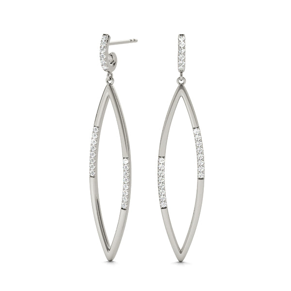 0.2ct Marquise Diamond Drop Earrings in Gold & Platinum