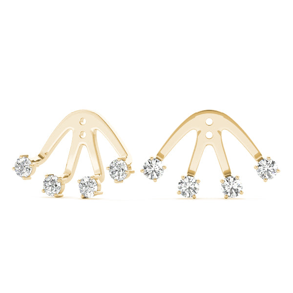 0.15-0.75ct Curved Bar Diamond Stud Earrings in Gold & Platinum