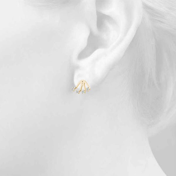 0.15-0.75ct Curved Bar Diamond Stud Earrings in Gold & Platinum