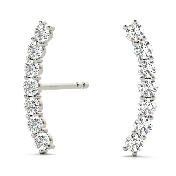 0.3-0.33ct Curved Diamond Hoop Earrings in Gold & Platinum