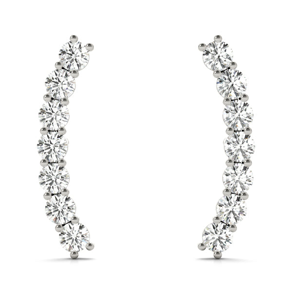 0.3-0.33ct Curved Diamond Hoop Earrings in Gold & Platinum