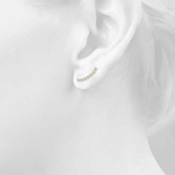 0.3-0.33ct Curved Diamond Hoop Earrings in Gold & Platinum
