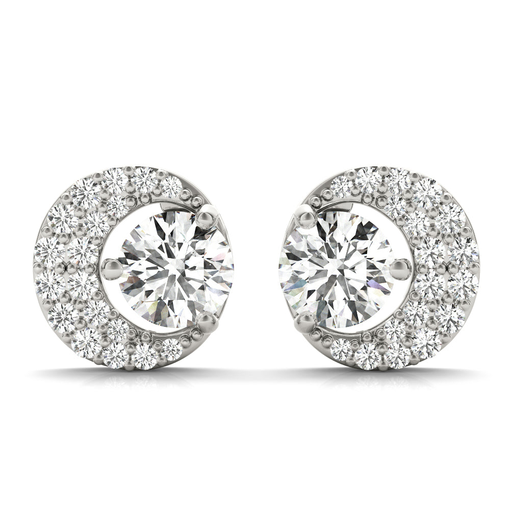 0.75-2.0ct Round Diamond Stud Earrings in Gold & Platinum