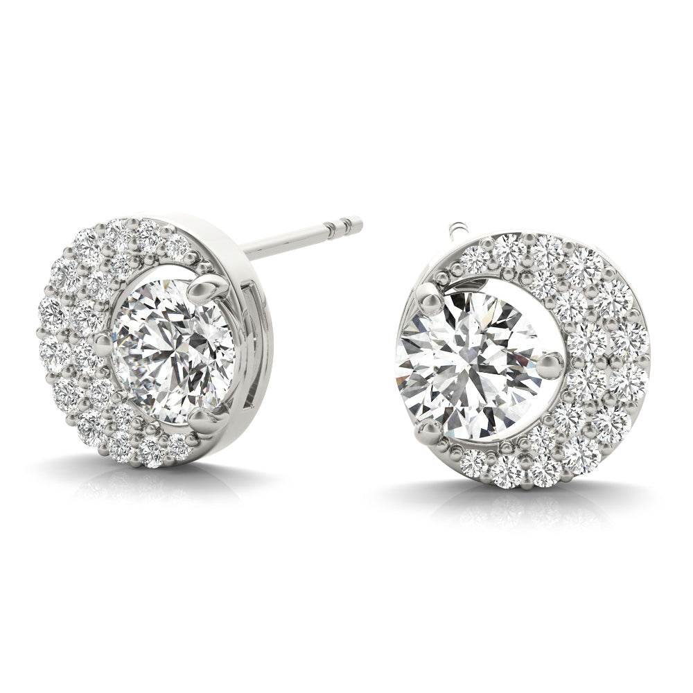 0.75-2.0ct Round Diamond Stud Earrings in Gold & Platinum