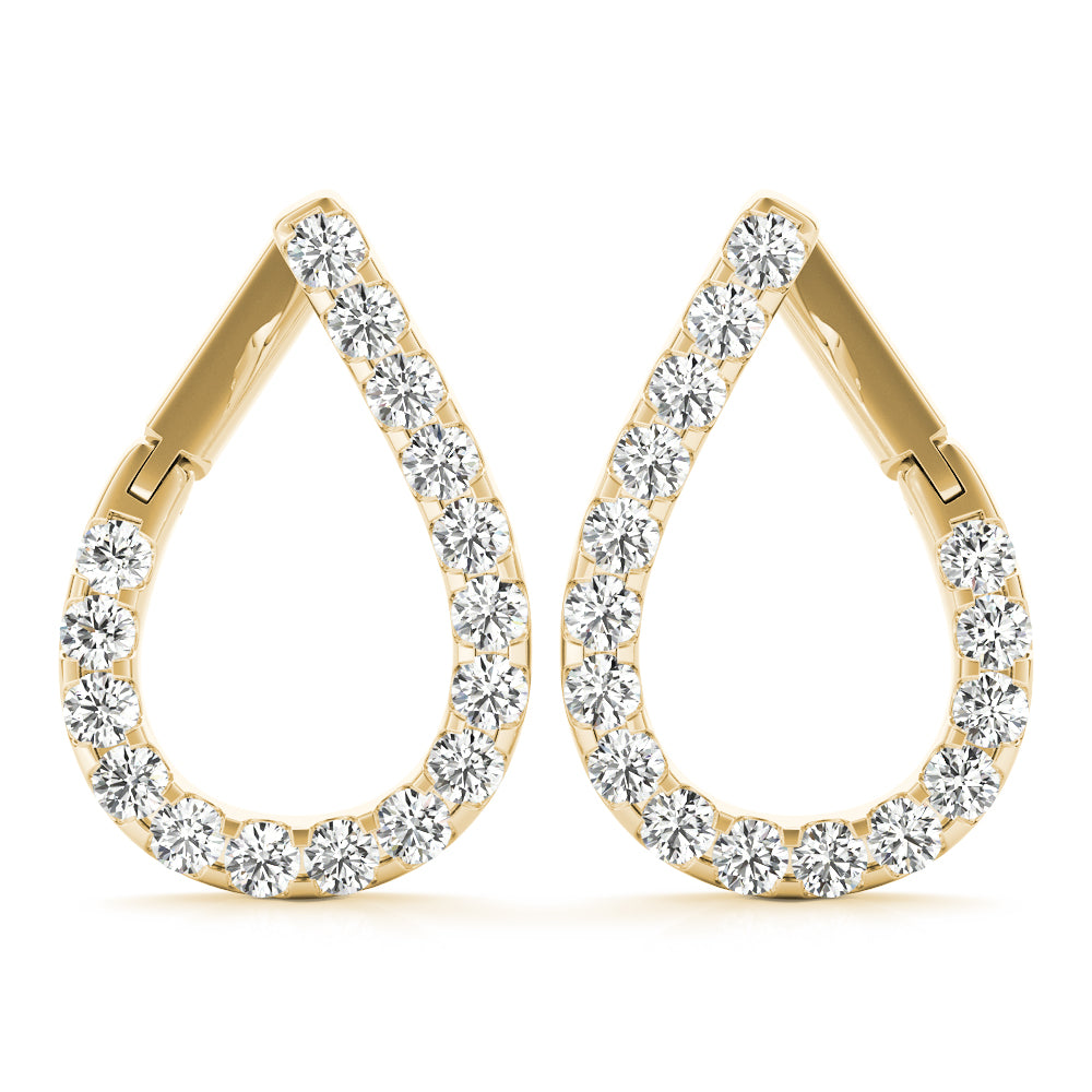 0.5-1.25ct Teardrop Diamond Hoop Earrings in Gold & Platinum