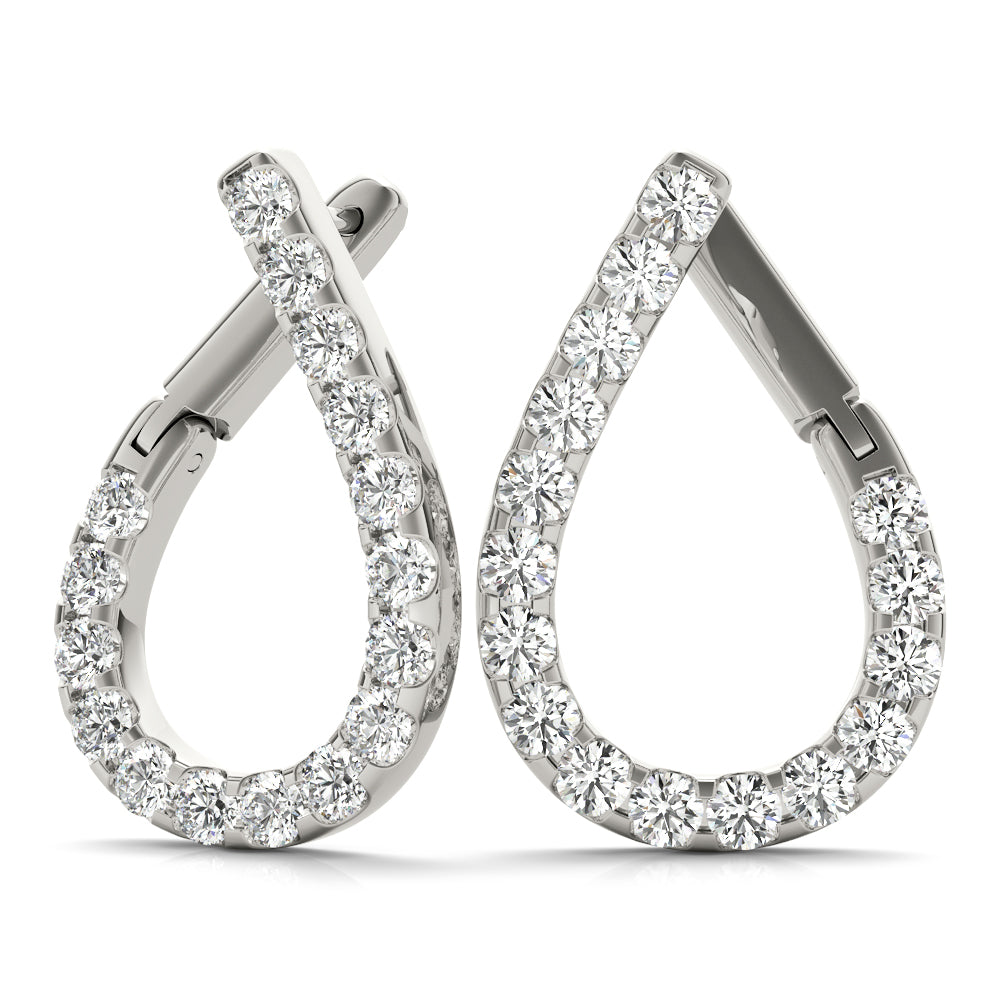 0.5-1.25ct Teardrop Diamond Hoop Earrings in Gold & Platinum