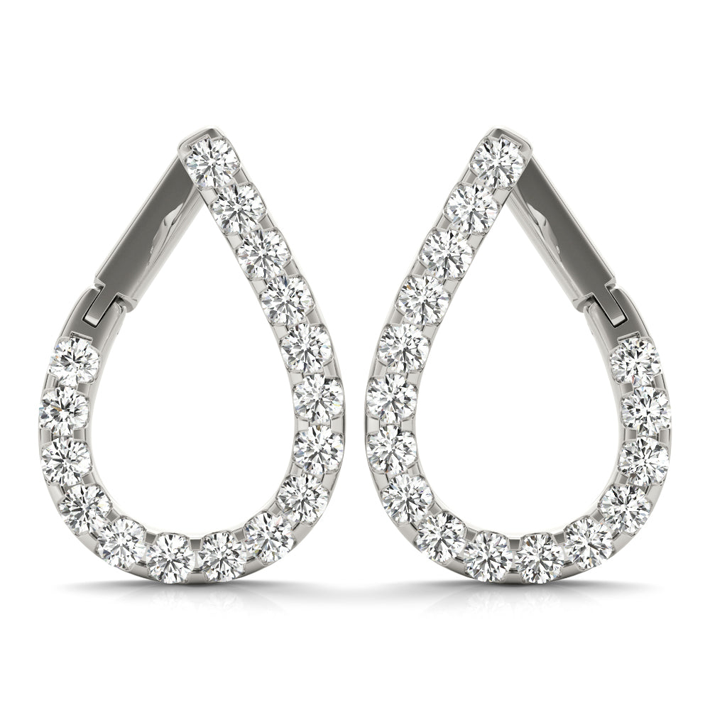 0.5-1.25ct Teardrop Diamond Hoop Earrings in Gold & Platinum
