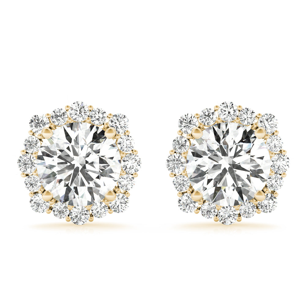 0.75-2.5ct Floral Diamond Stud Earrings in Gold & Platinum
