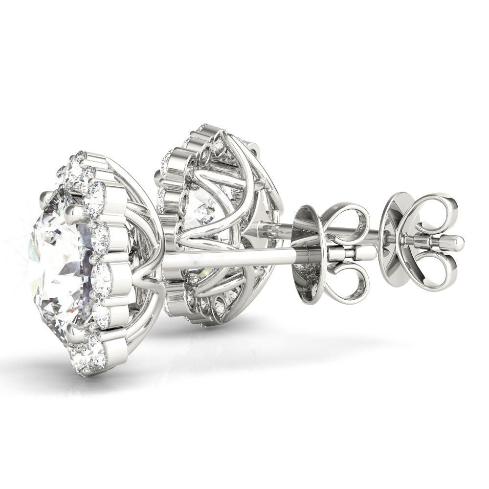 0.75-2.5ct Floral Diamond Stud Earrings in Gold & Platinum