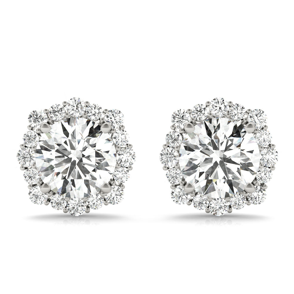 0.75-2.5ct Floral Diamond Stud Earrings in Gold & Platinum