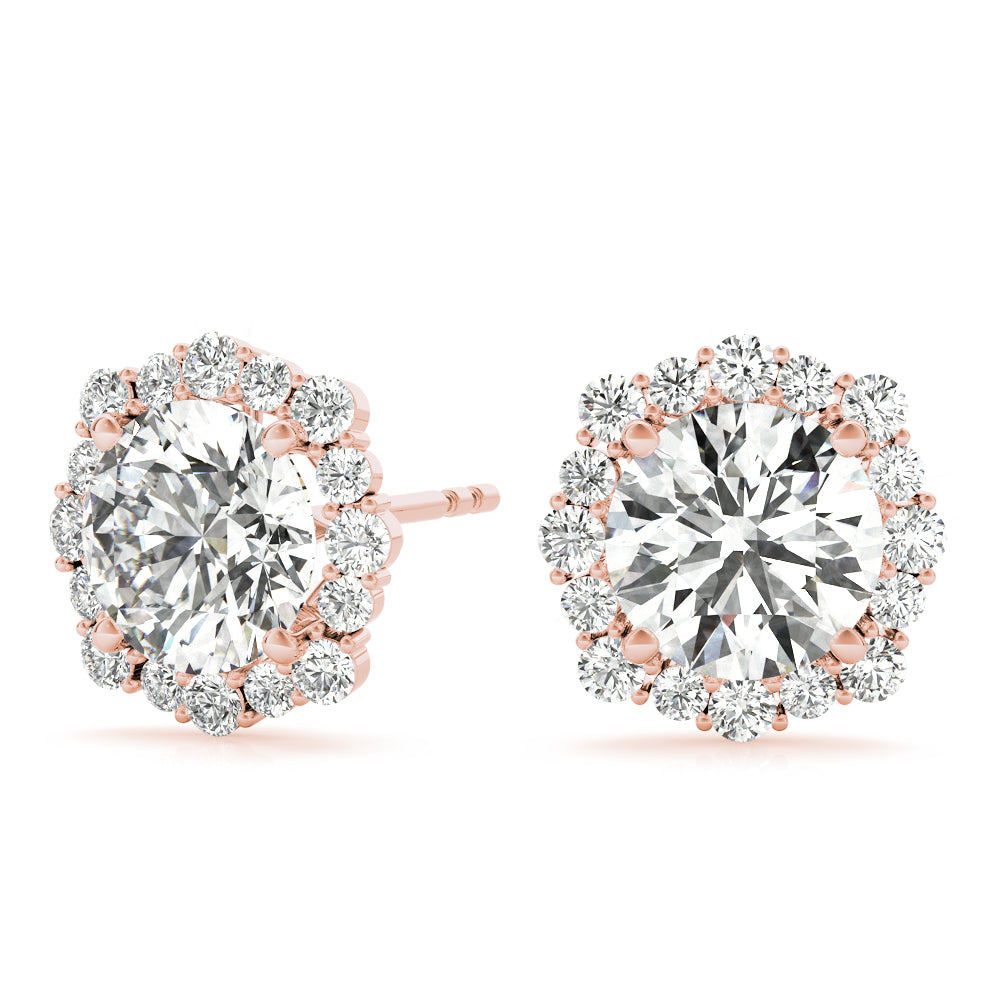 0.75-2.5ct Floral Diamond Stud Earrings in Gold & Platinum