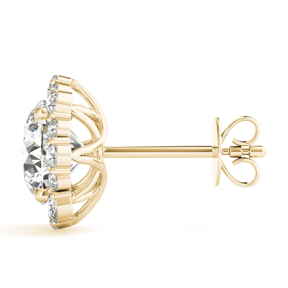 0.75-2.5ct Floral Diamond Stud Earrings in Gold & Platinum