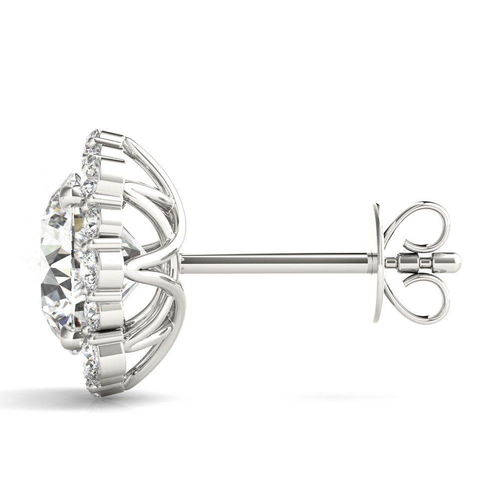 0.75-2.5ct Floral Diamond Stud Earrings in Gold & Platinum