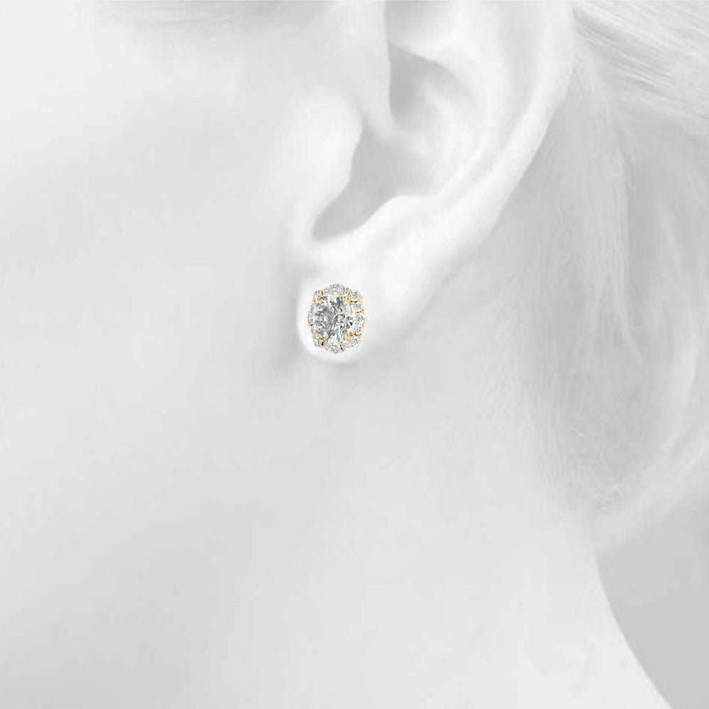 0.75-2.5ct Floral Diamond Stud Earrings in Gold & Platinum