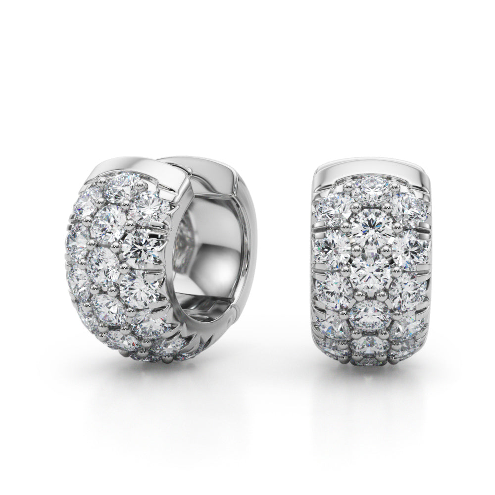 1.5-3.0ct Round Diamond Hoop Earrings in Gold & Platinum