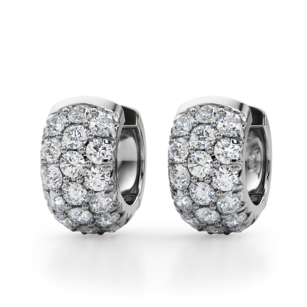 1.5-3.0ct Round Diamond Hoop Earrings in Gold & Platinum