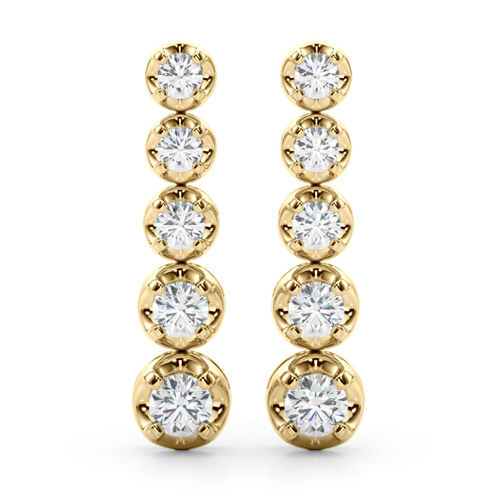 0.75-1.5ct Linear Cluster Diamond Drop Earrings in Gold & Platinum