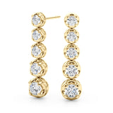0.75-1.5ct Linear Cluster Diamond Drop Earrings in Gold & Platinum