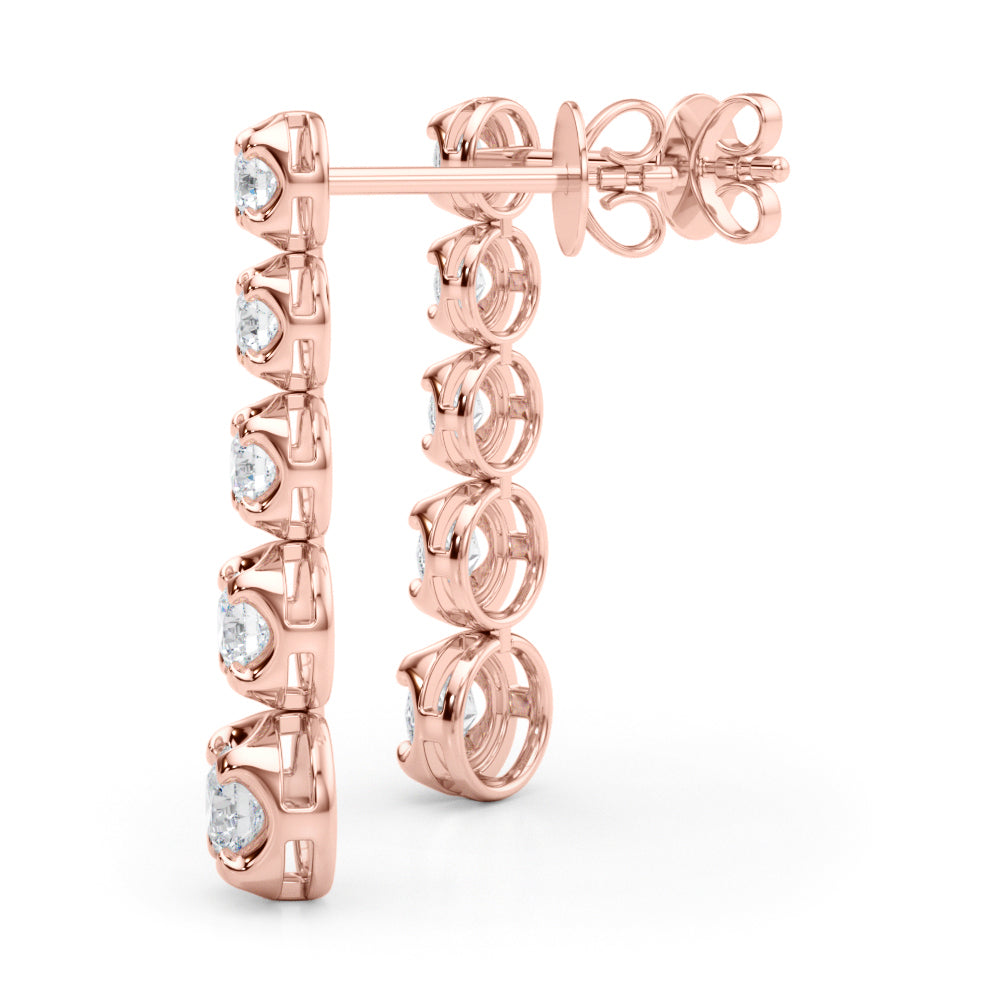 0.75-1.5ct Linear Cluster Diamond Drop Earrings in Gold & Platinum